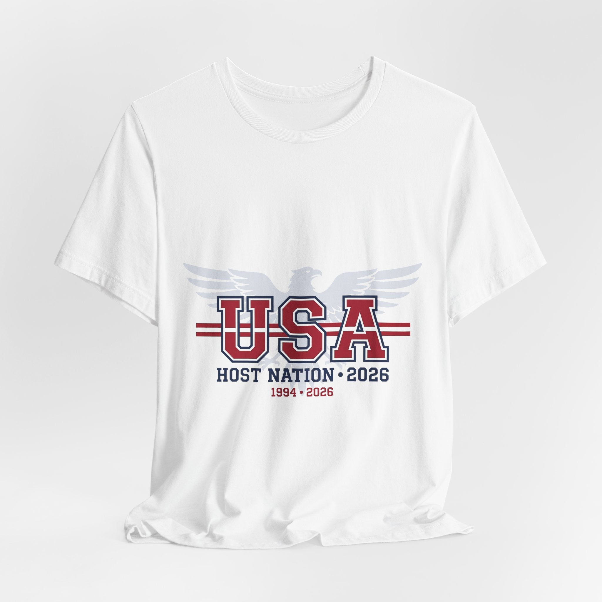 USA 2026 Football Fan T-Shirt | Add Your Name & Number | Host Nation 1994 to Now | Stars and Stripes Football Gift | Men Women Soccer Tee