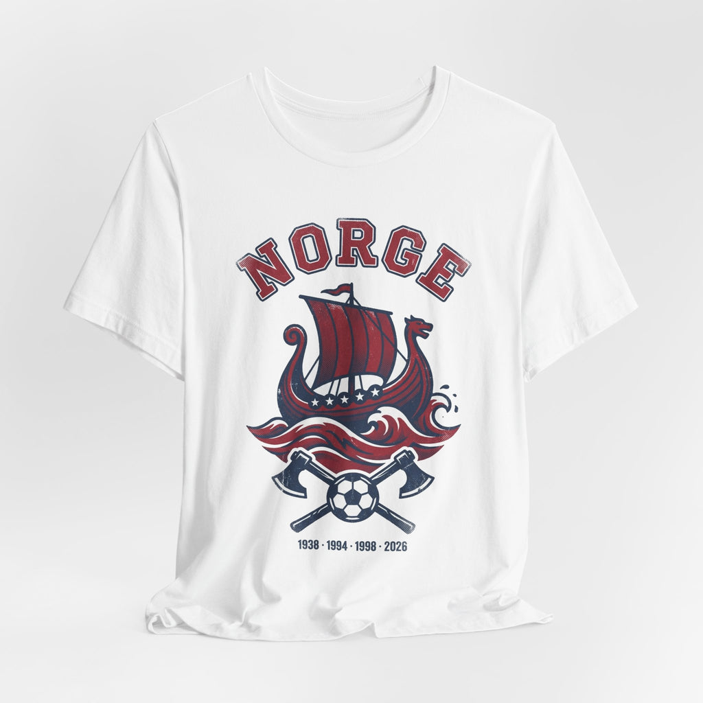 Norway 2026 Football Fan T-Shirt | Add Your Name & Number | Vikings Era | First Time Since 1998 | Norge Football Gift | Men Women Soccer Tee