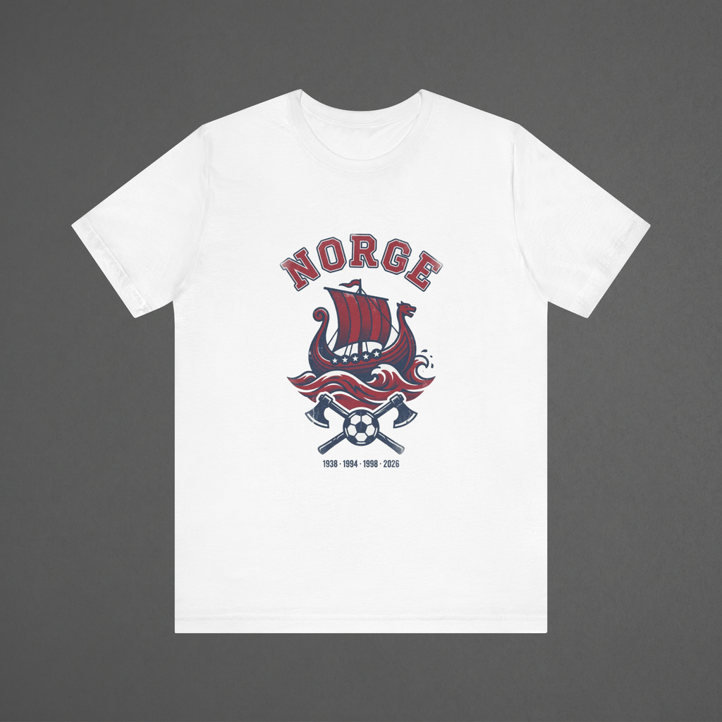 Norway 2026 Football Fan T-Shirt | Add Your Name & Number | Vikings Era | First Time Since 1998 | Norge Football Gift | Men Women Soccer Tee