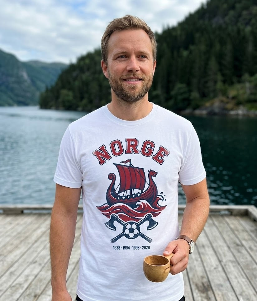 Norway 2026 Football Fan T-Shirt | Add Your Name & Number | Vikings Era | First Time Since 1998 | Norge Football Gift | Men Women Soccer Tee