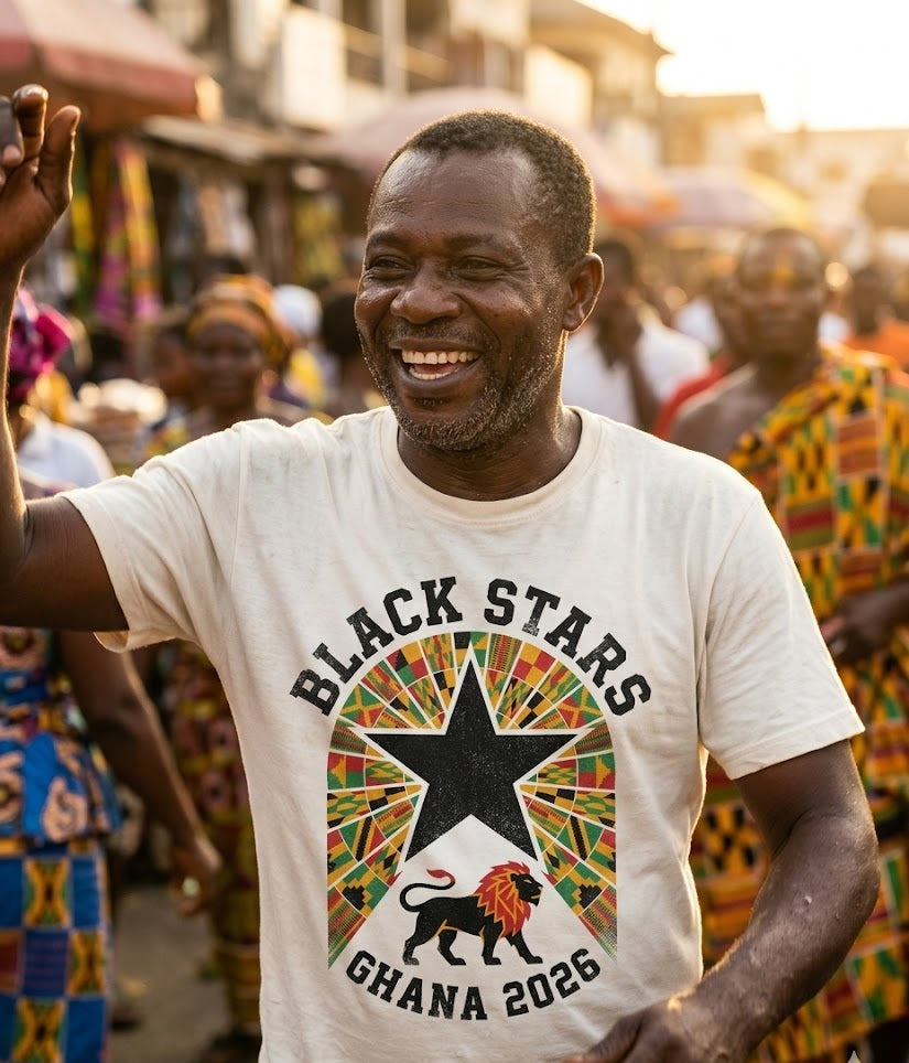 Ghana 2026 Football Fan T-Shirt | Add Your Name & Number | Black Stars Africa's Heartbeat | Black Stars Football Gift | Men Women Soccer Tee