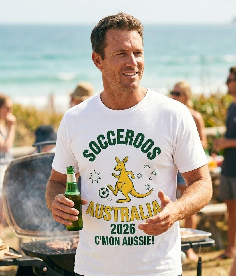 Australia 2026 Football Fan T-Shirt | Add Your Name & Number | 4am Alarm Green & Gold | Socceroos Football Gift | Men Women Soccer Tee
