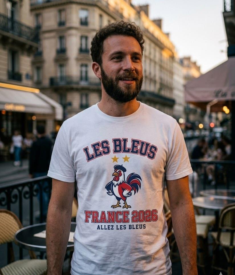 France 2026 Football Fan T-Shirt | Add Your Name & Number | Two Stars Les Bleus Allez | Les Bleus Football Gift | Men Women Soccer Tee