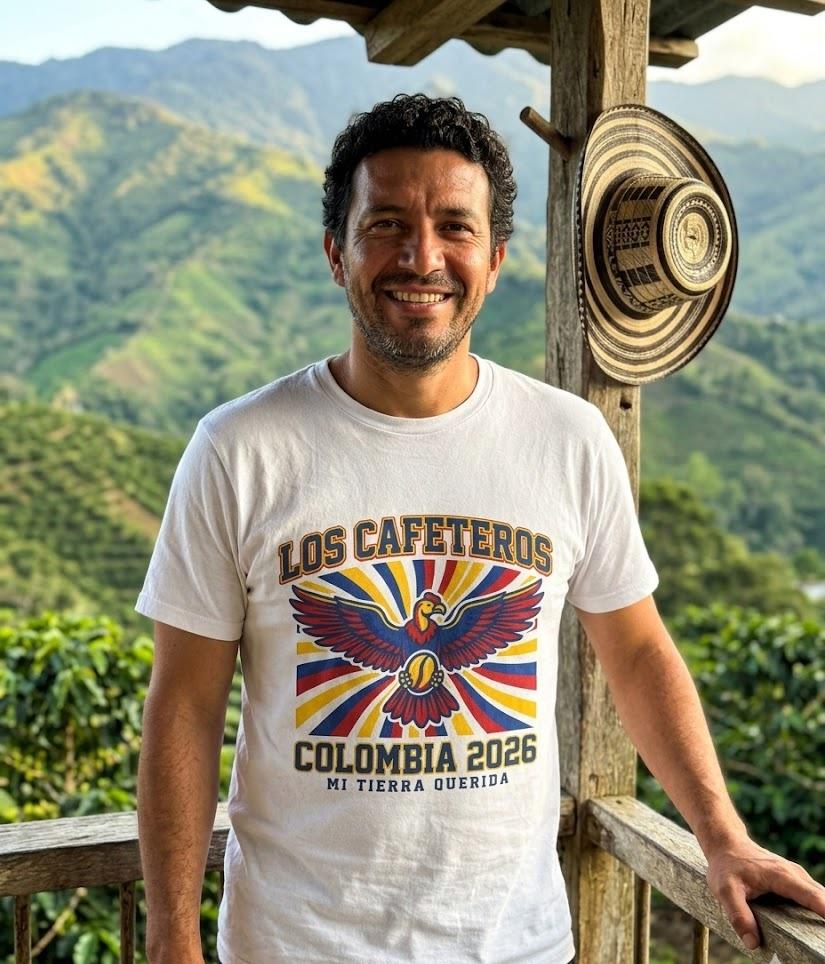 Colombia 2026 Football Fan T-Shirt | Add Your Name & Number | Coffee Condor Cumbia | Los Cafeteros Football Gift | Men Women Soccer Tee