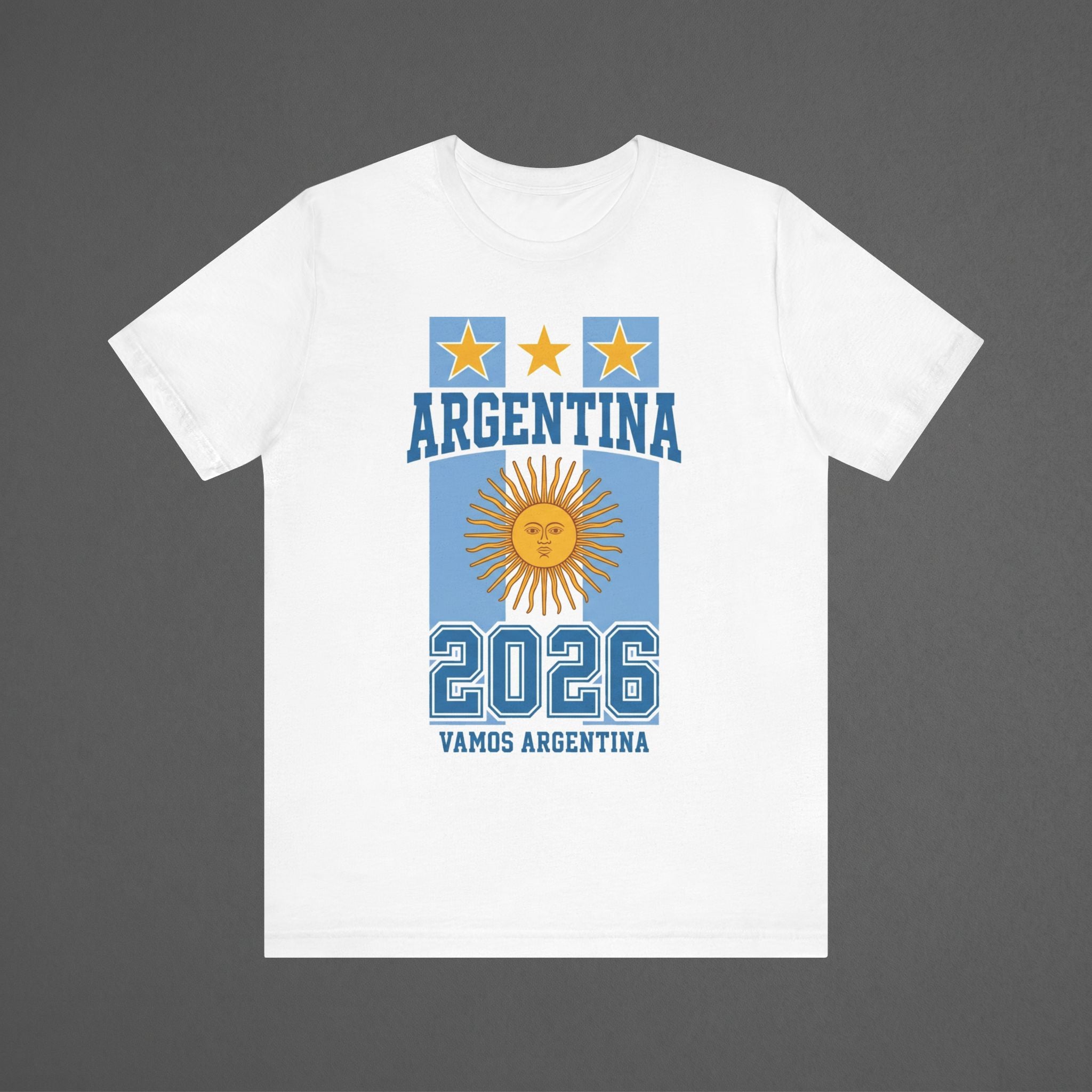 Argentina 2026 Football Fan T-Shirt | Add Your Name & Number | Albiceleste Three Stars | Argentino Football Gift | Men Women Soccer Tee