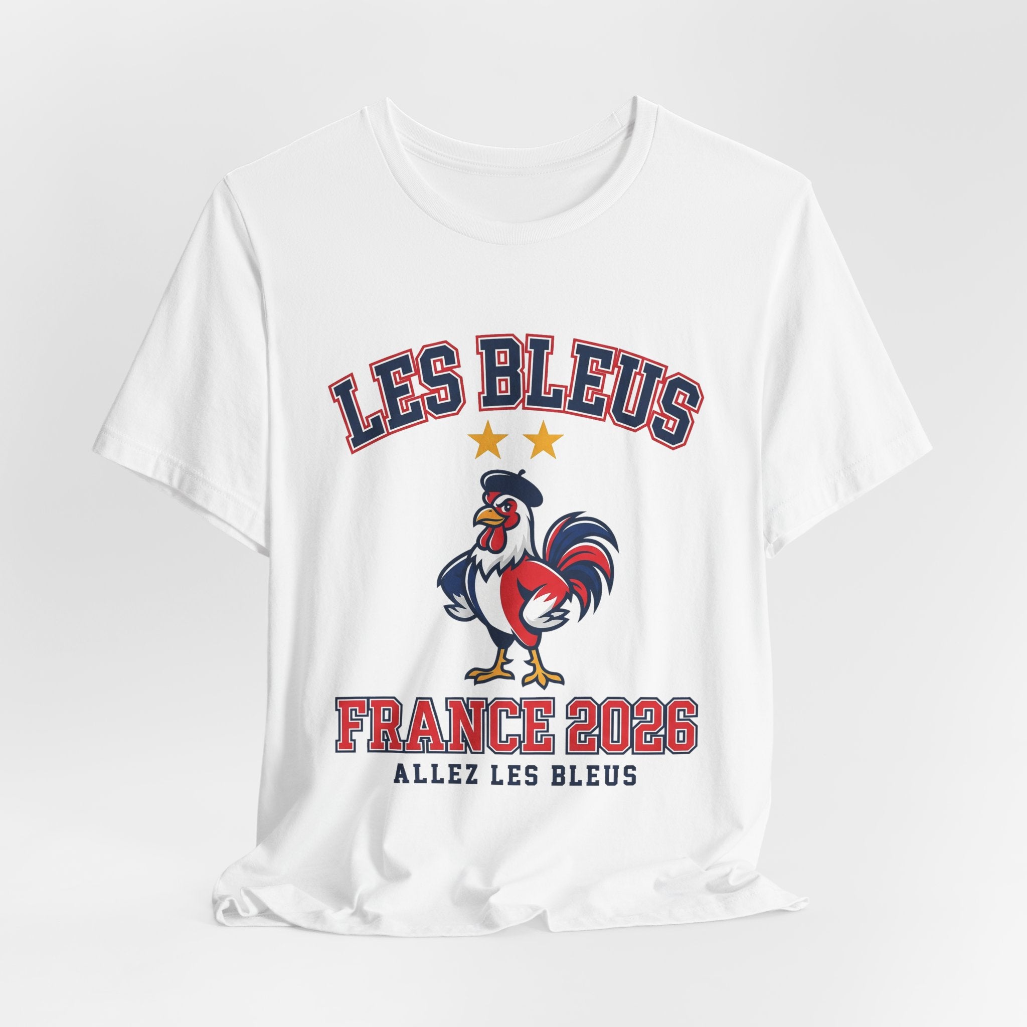 France Soccer Fan T-Shirt | Les Bleus Two Stars Tee | 2026 Football Gift | French Rooster Futbol Shirt Men Women