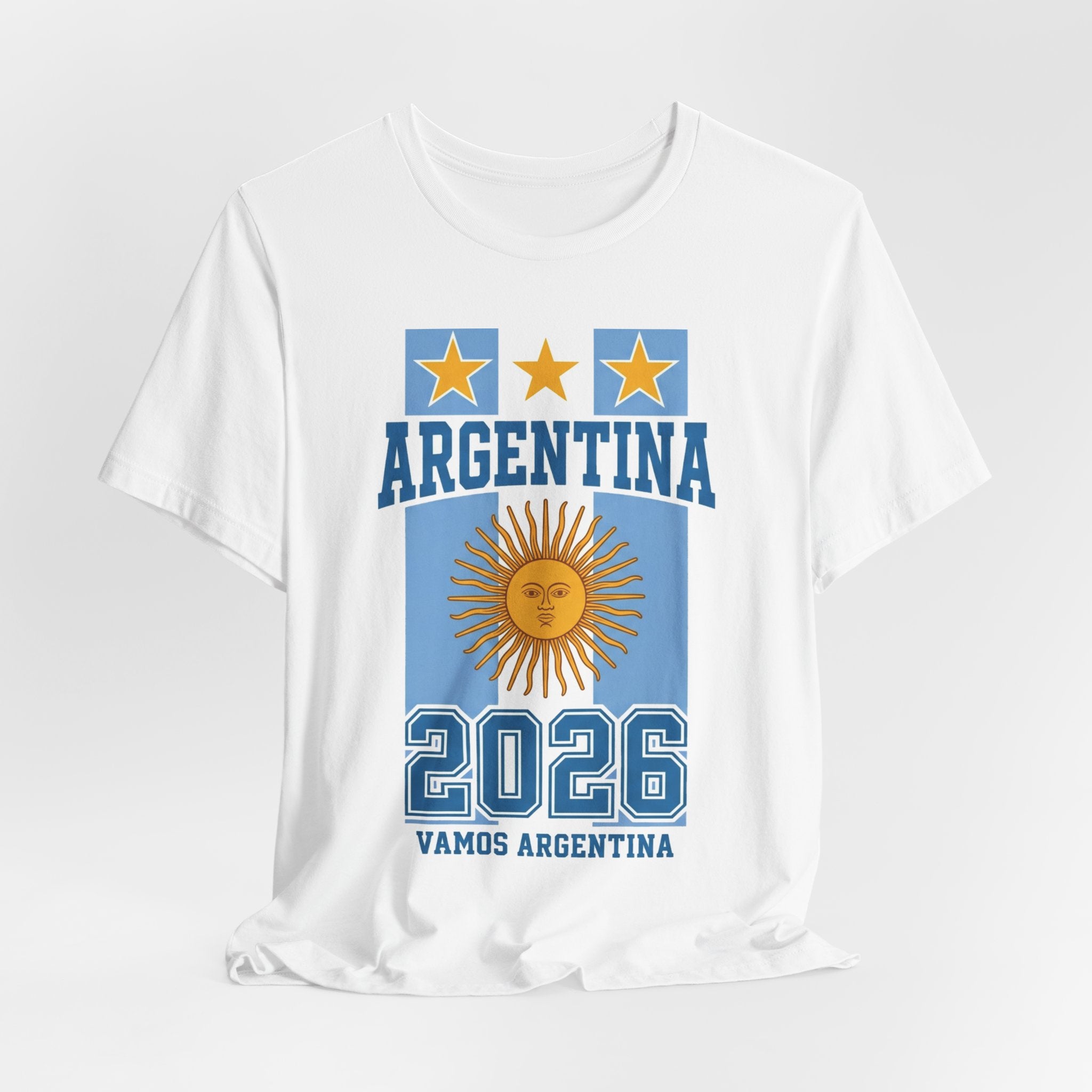 Argentina 2026 Football Fan T-Shirt | Add Your Name & Number | Albiceleste Three Stars | Argentino Football Gift | Men Women Soccer Tee