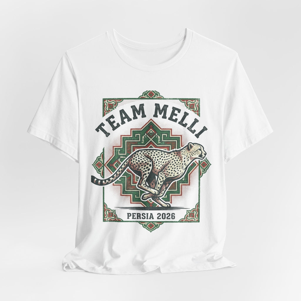 Iran 2026 Football Fan T-Shirt | Add Your Name & Number | Team Melli Cheetah Speed | Team Melli Football Gift | Men Women Soccer Tee